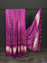 Load image into Gallery viewer, Wine Color Digital Bandhani Printed Pure Gaji Silk Dupatta With Tassels Clothsvilla