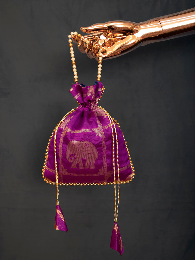 Purple Color Weaving Zari Work Jacquard Paithani Batwa Clothsvilla