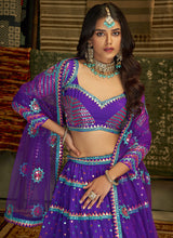 Load image into Gallery viewer, Purple And Gold Stylish Embroidered Lehenga Choli Clothsvilla