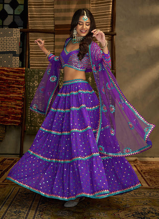 Purple And Gold Stylish Embroidered Lehenga Choli Clothsvilla