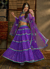 Load image into Gallery viewer, Purple And Gold Stylish Embroidered Lehenga Choli Clothsvilla