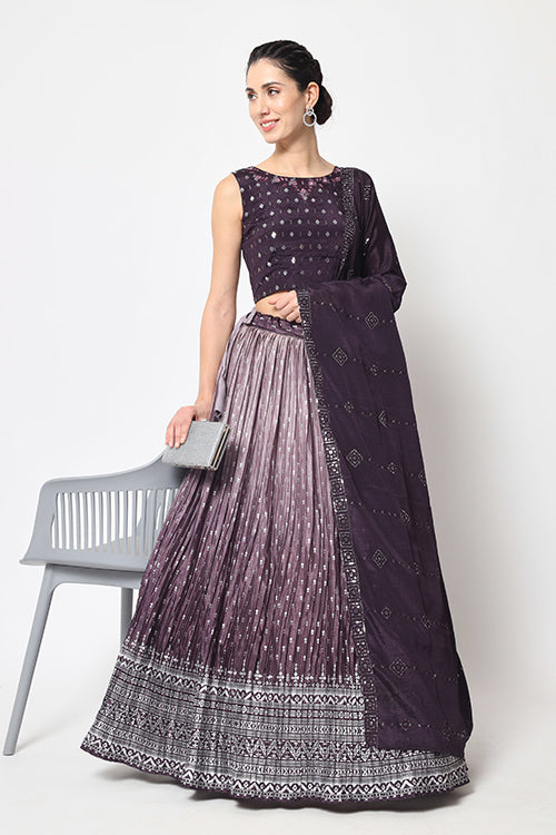 Purple Color Party Wear Lehenga Choli Set Collection ClothsVilla.com
