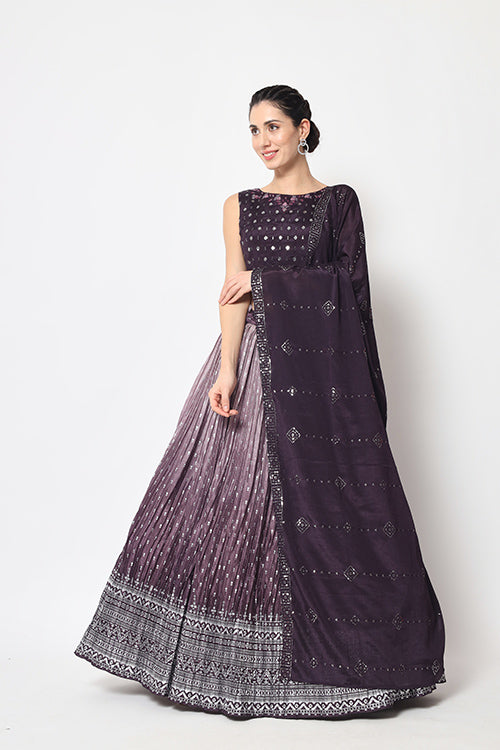Purple Color Party Wear Lehenga Choli Set Collection ClothsVilla.com