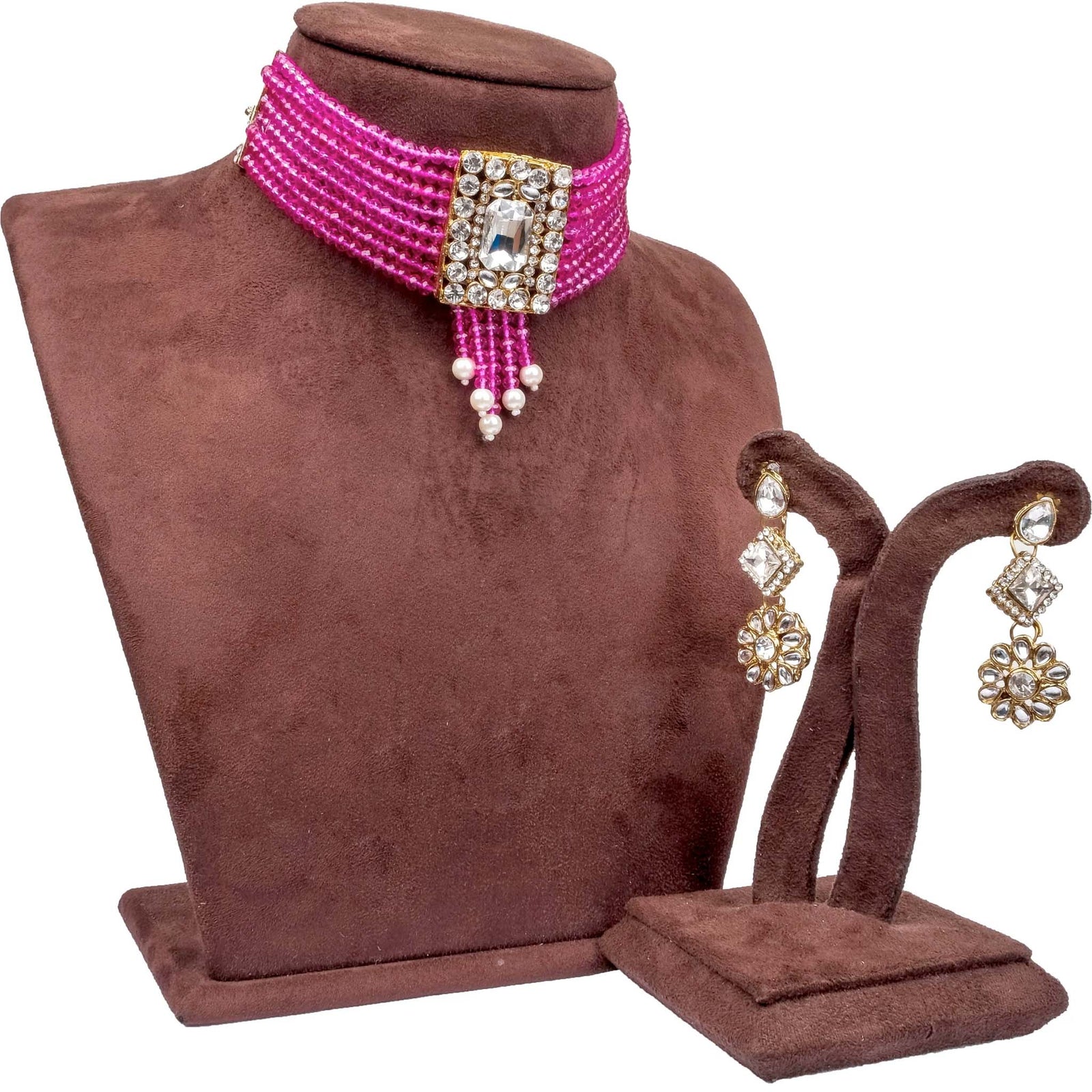 Purple Color Pearl with Dimond Necklace Alloy Jewel Set ClothsVilla