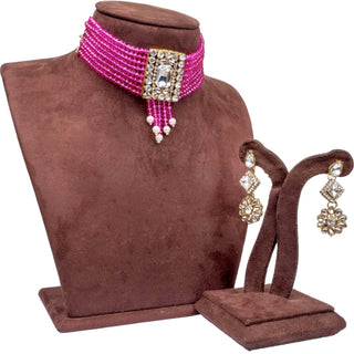 Purple Color Pearl with Dimond Necklace Alloy Jewel Set ClothsVilla