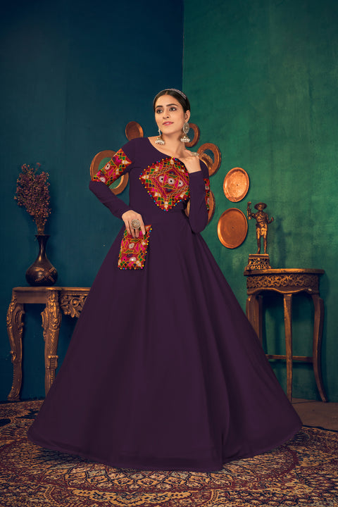 Purple Embroidered Designer Anarkali Style Gown ClothsVilla Main image