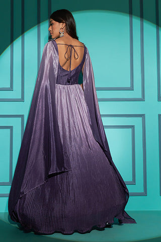 Purple Exclusive Traditional Stitched Anarkali Long Gown ClothsVilla.com