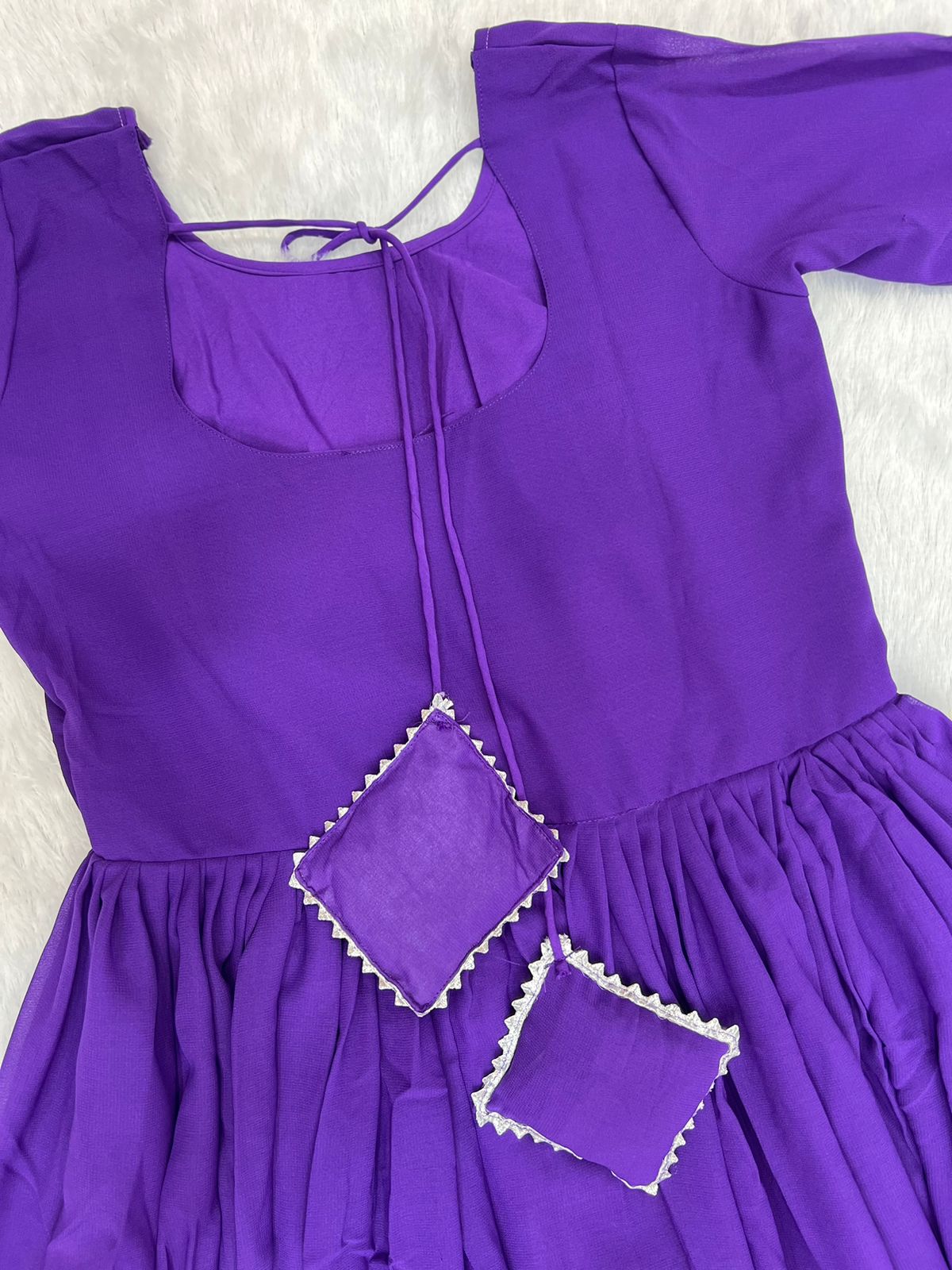 Purple Faux Georgette Plain Gown With Dupatta Clothsvilla