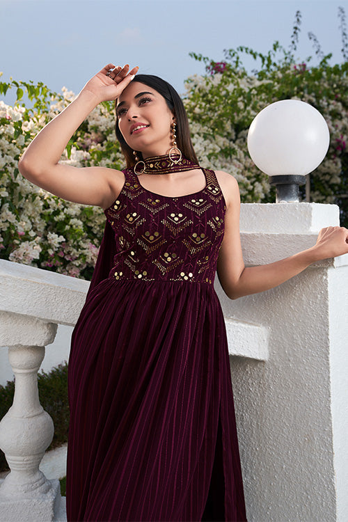Georgette Thread And Sequins Embroidered Work Salwar Suit ClothsVilla.com