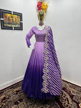 Load image into Gallery viewer, Purple Gown in Vichitra Silk with Embroidery Sequence Work ClothsVilla.com