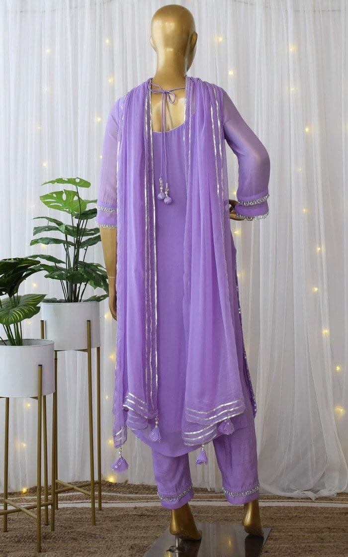 Purple Kurti Set in Georgette With Fancy Sequence Work Clothsvilla