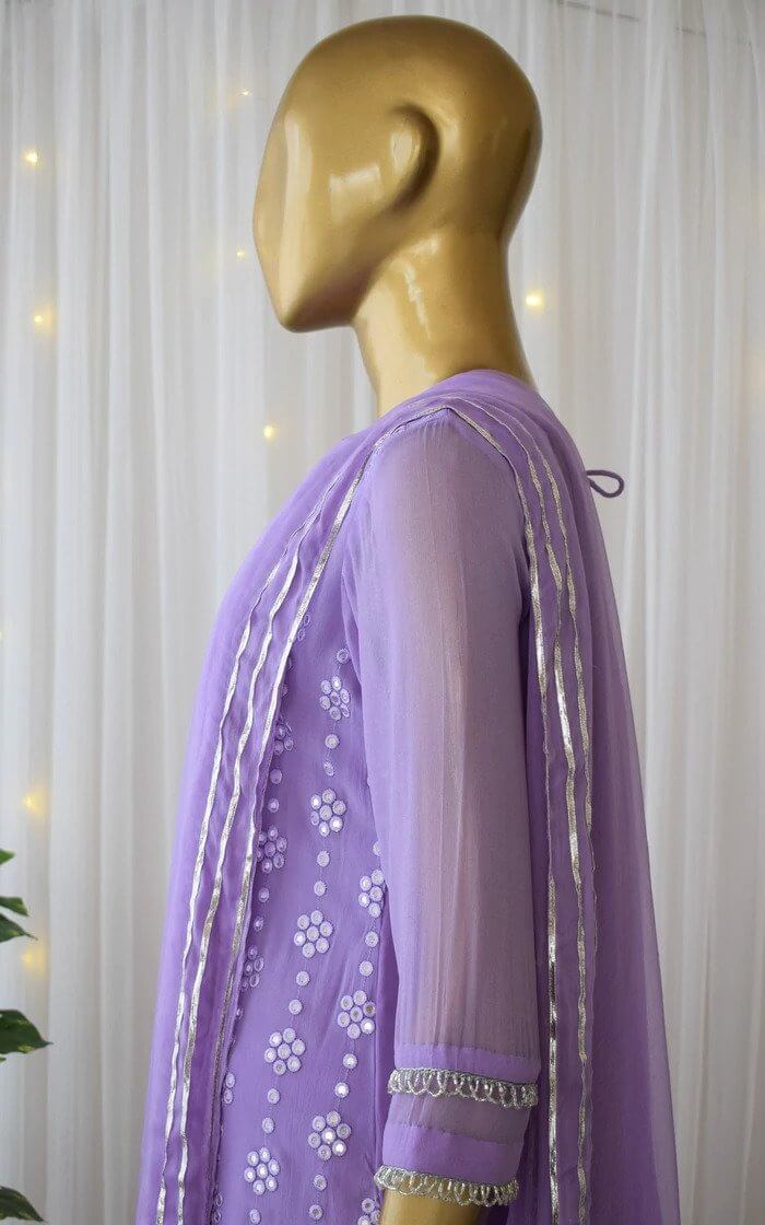 Purple Kurti Set in Georgette With Fancy Sequence Work Clothsvilla