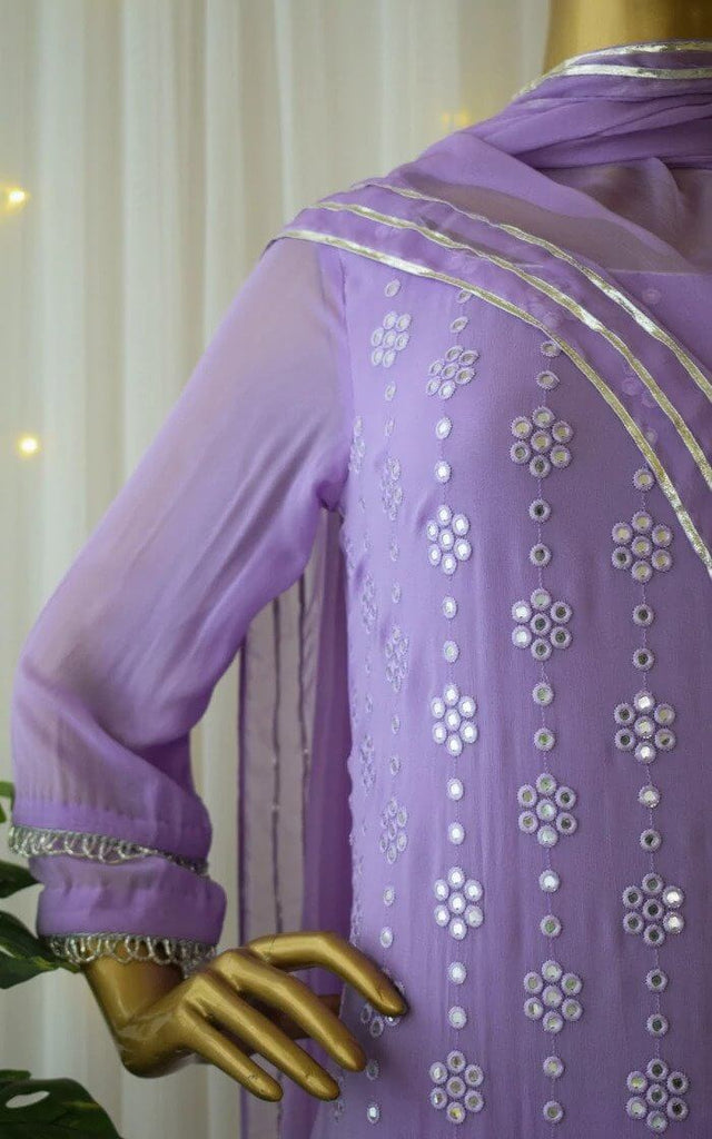 Purple Kurti Set in Georgette With Fancy Sequence Work Clothsvilla