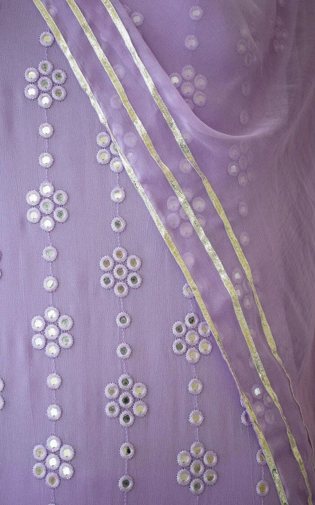 Purple Kurti Set in Georgette With Fancy Sequence Work Clothsvilla