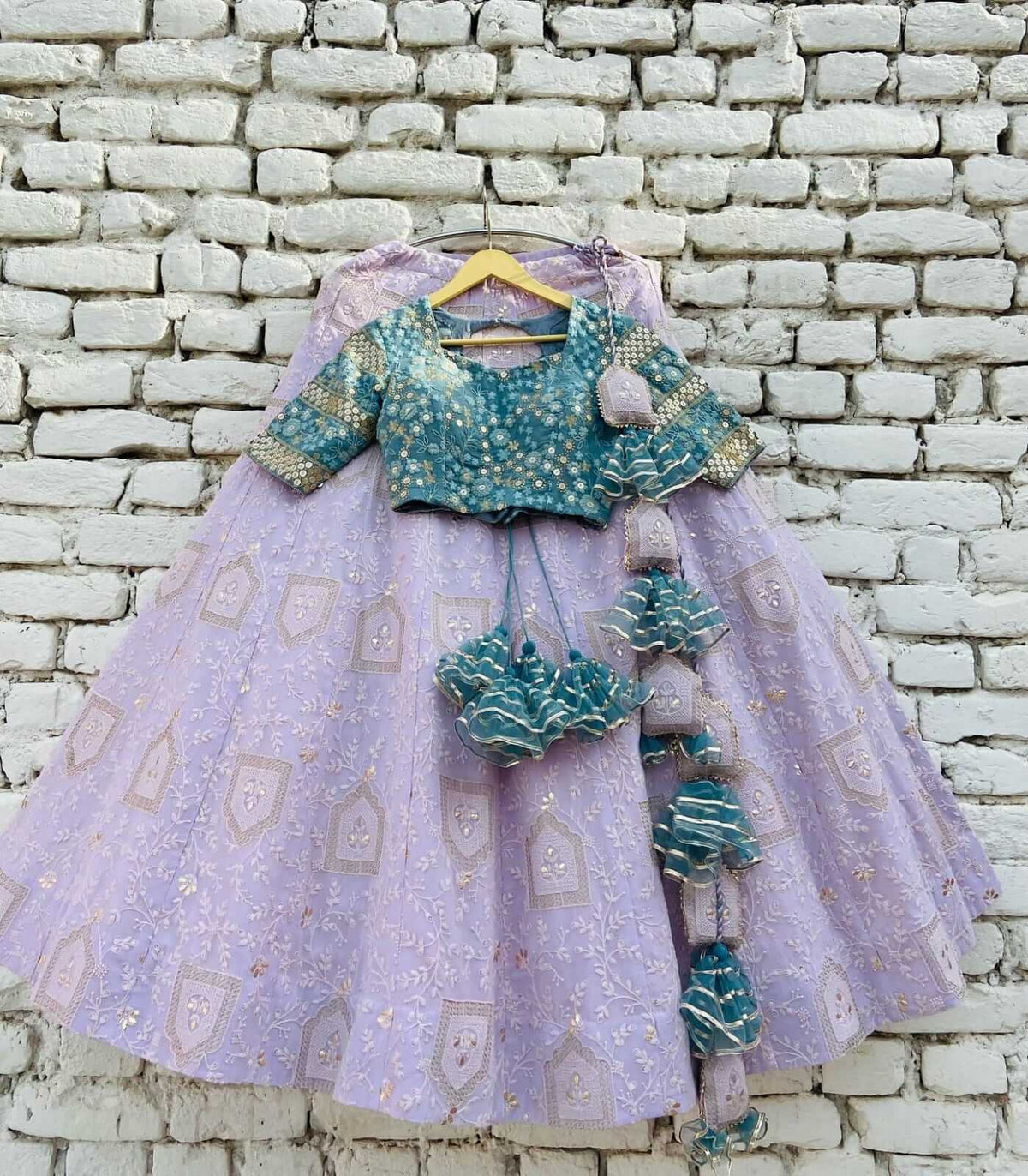 Purple Lehenga Choli in Georgette with Sequence and Zari Work Clothsvilla Main image