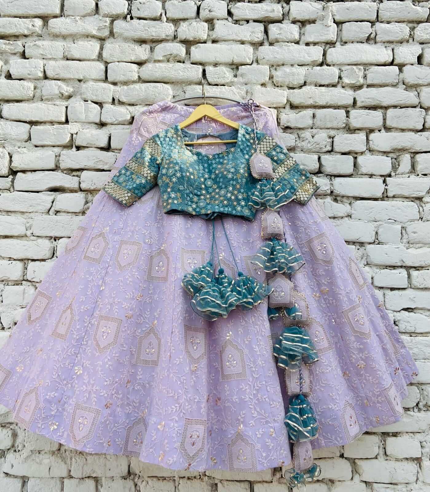 Purple Lehenga Choli in Georgette with Sequence and Zari Work Clothsvilla Main image