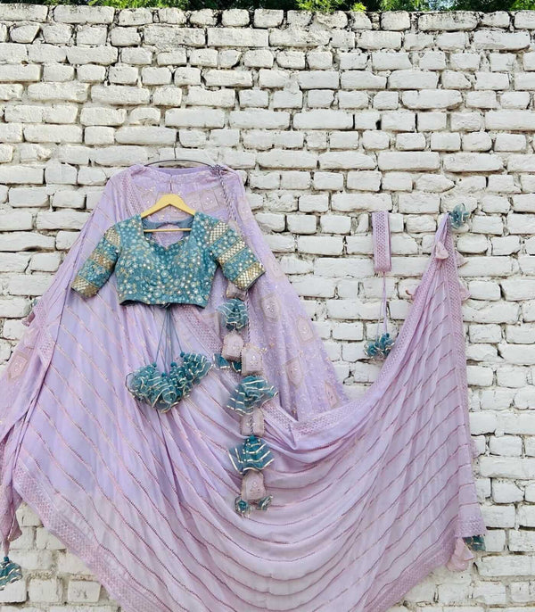 Purple Lehenga Choli in Georgette with Sequence and Zari Work Clothsvilla