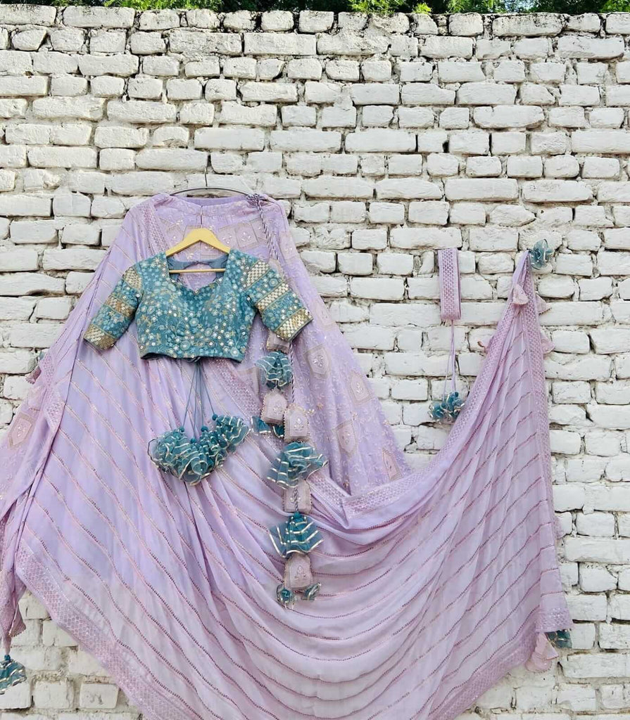 Purple Lehenga Choli in Georgette with Sequence and Zari Work Clothsvilla