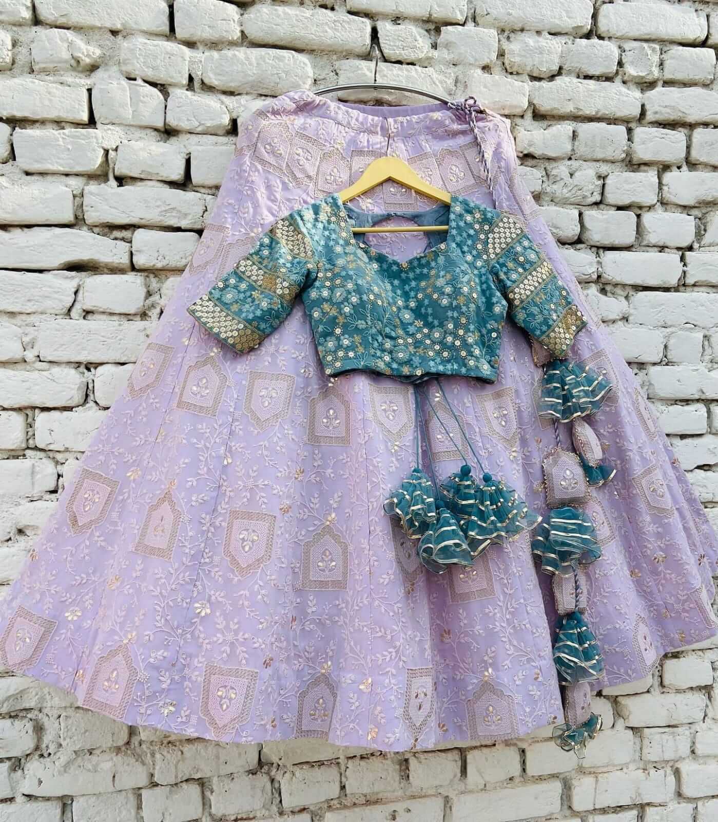 Purple Lehenga Choli in Georgette with Sequence and Zari Work Clothsvilla