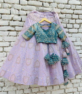 Purple Lehenga Choli in Georgette with Sequence and Zari Work Clothsvilla