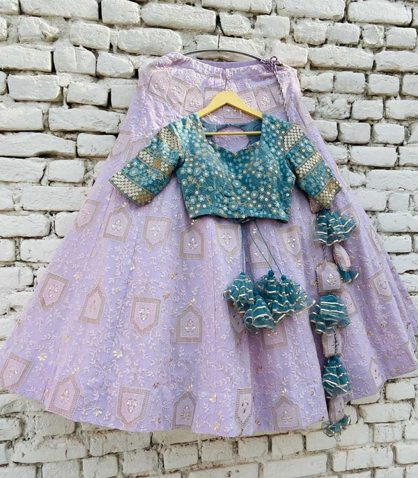 Purple Lehenga Choli in Georgette with Sequence and Zari Work Clothsvilla