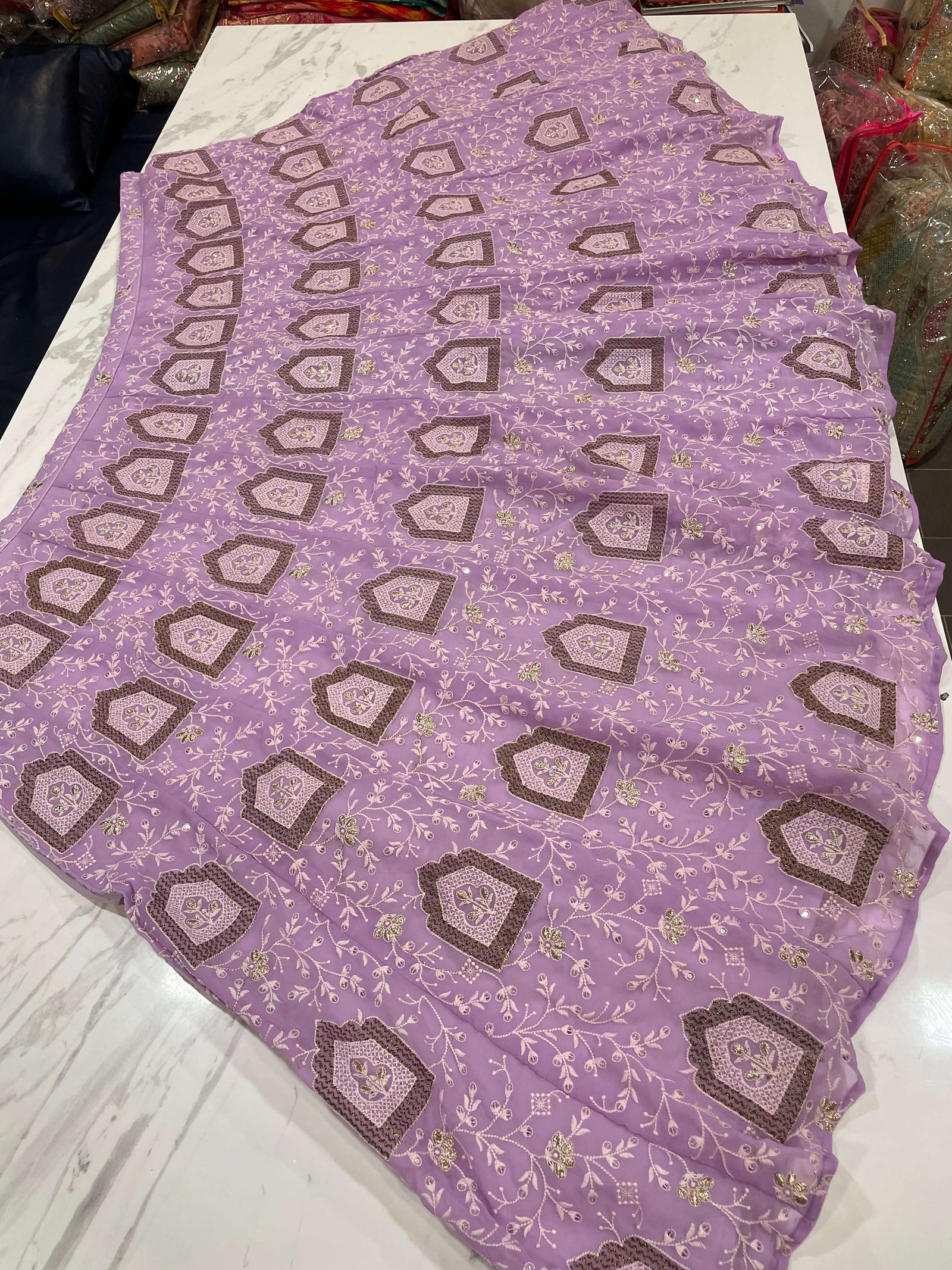 Purple Lehenga Choli in Georgette with Sequence and Zari Work Clothsvilla