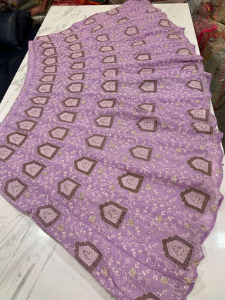 Purple Lehenga Choli in Georgette with Sequence and Zari Work Clothsvilla