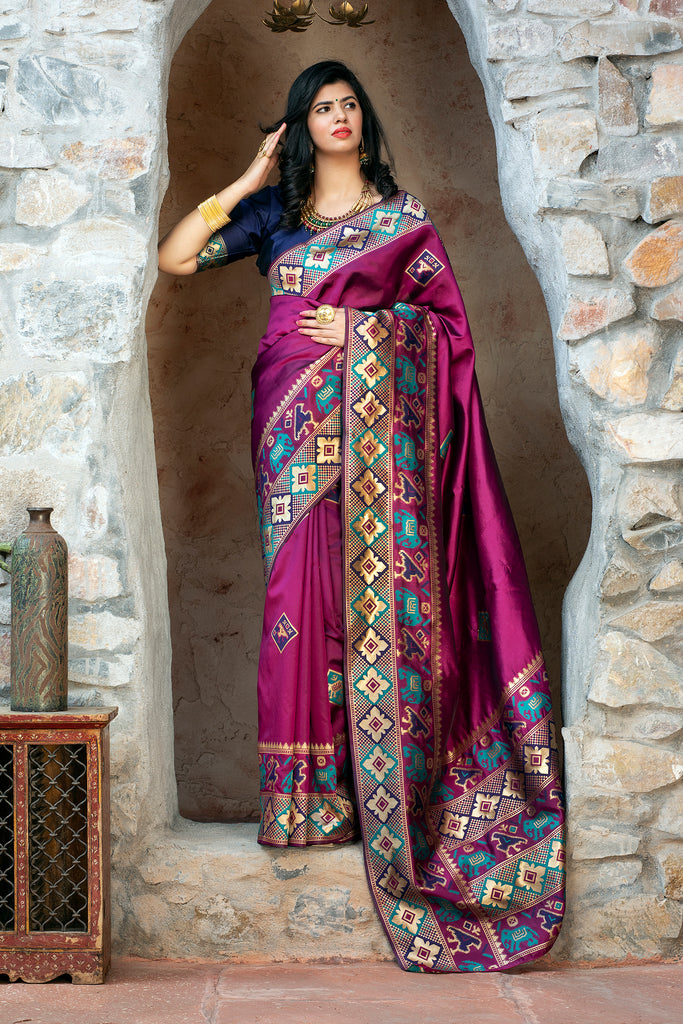Purple Patola Weaving Silk Festival Wear Saree ClothsVilla