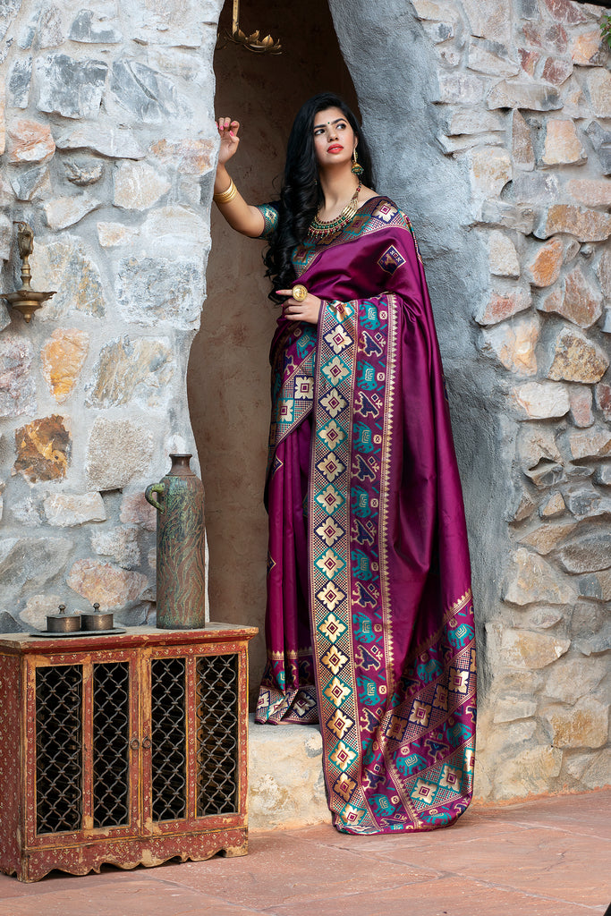 Purple Patola Weaving Silk Festival Wear Saree ClothsVilla