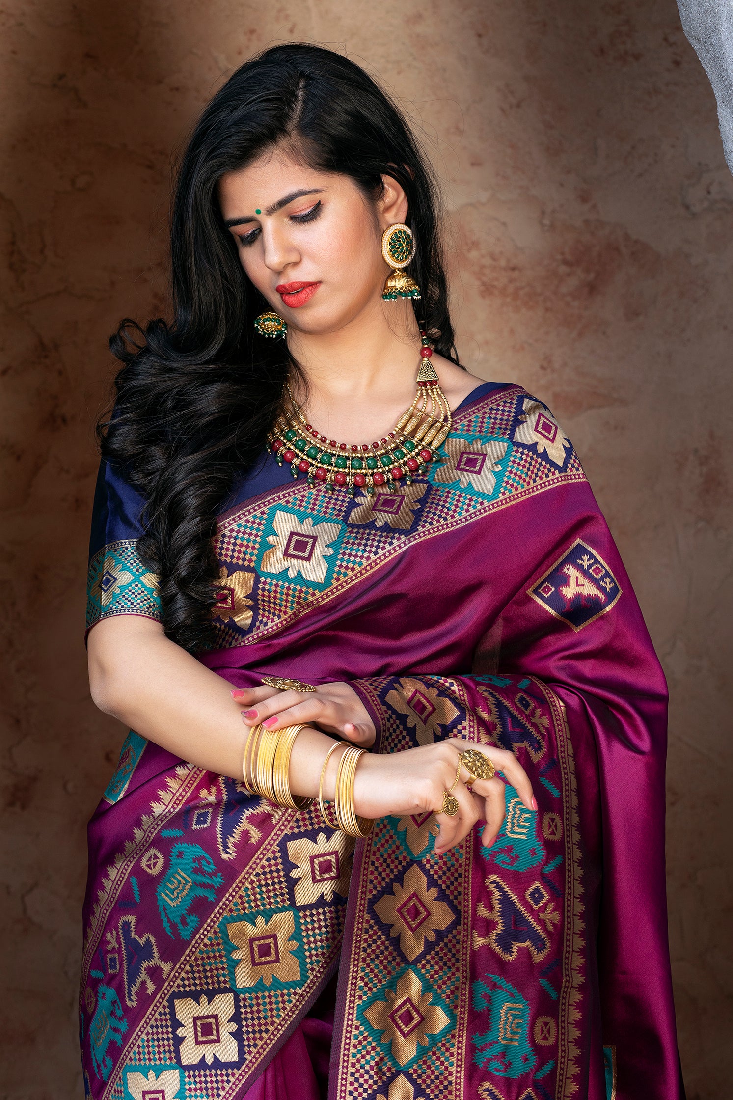 Purple Patola Weaving Silk Festival Wear Saree ClothsVilla