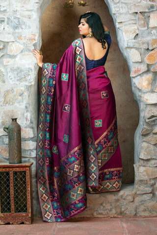 Purple Patola Weaving Silk Festival Wear Saree ClothsVilla