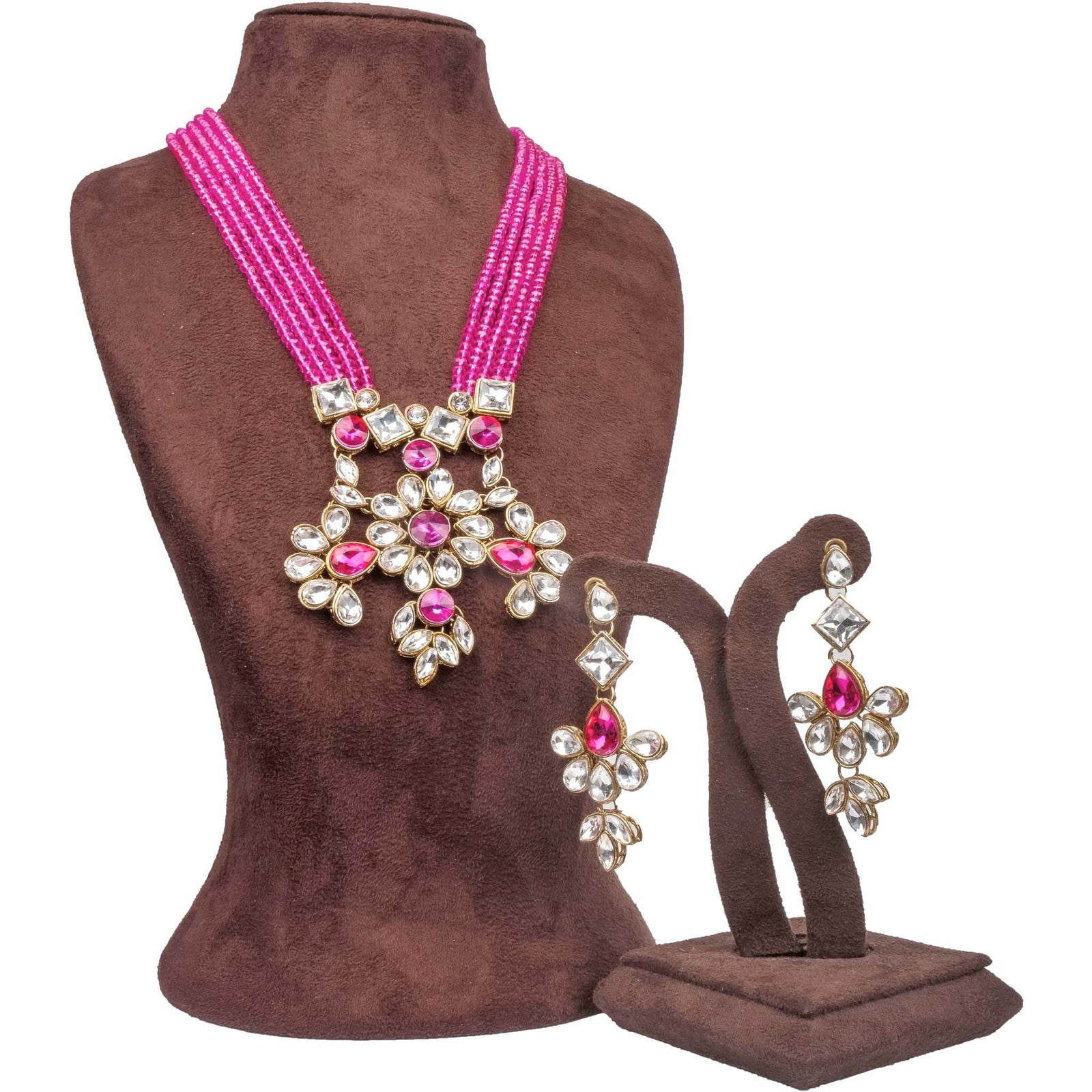 Purple Pearl And Dimond Necklace Alloy Gold-plated Jewel Set ClothsVilla