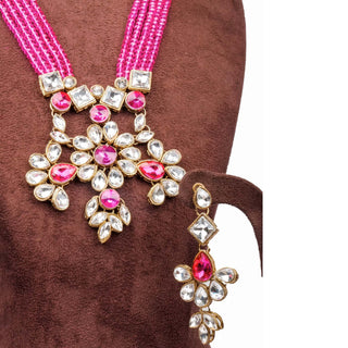 Purple Pearl And Dimond Necklace Alloy Gold-plated Jewel Set ClothsVilla