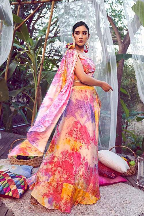 Purple Pink Elegant Printed Plus Size Lehenga Choli Collection ClothsVilla.com