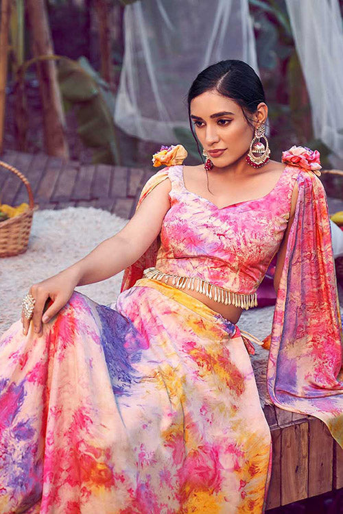 Purple Pink Elegant Printed Plus Size Lehenga Choli Collection ClothsVilla.com