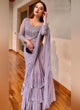 Load image into Gallery viewer, Purple Ruffle Saree in Georgette For Women Clothsvilla