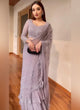 Load image into Gallery viewer, Purple Ruffle Saree in Georgette For Women Clothsvilla