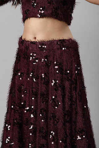Purple Sequins Embroidered Velvet Wedding Lehenga Choli ClothsVilla.com