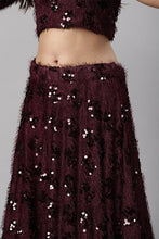 Load image into Gallery viewer, Purple Sequins Embroidered Velvet Wedding Lehenga Choli ClothsVilla.com