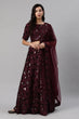 Load image into Gallery viewer, Purple Sequins Embroidered Velvet Wedding Lehenga Choli ClothsVilla.com