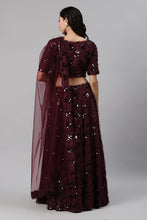 Load image into Gallery viewer, Purple Sequins Embroidered Velvet Wedding Lehenga Choli ClothsVilla.com