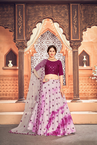 Purple Shibori Printed Cotton Party Wear Lehenga Choli ClothsVilla