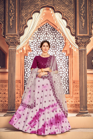 Purple Shibori Printed Cotton Party Wear Lehenga Choli ClothsVilla