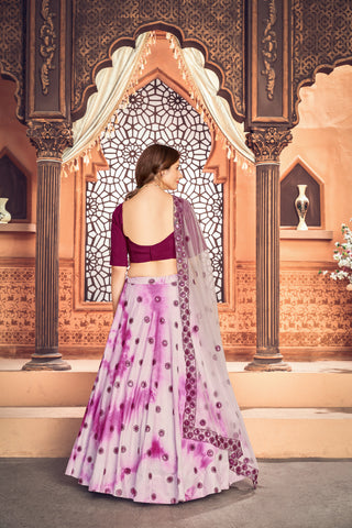 Purple Shibori Printed Cotton Party Wear Lehenga Choli ClothsVilla