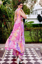 Load image into Gallery viewer, Purple Silk Print Work Three Piece Co-Ord Set ClothsVilla.com