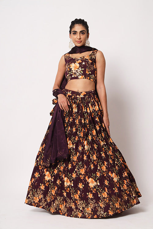 Purple Art Silk Sequence Embroidered Work Lehenga Choli ClothsVilla.com