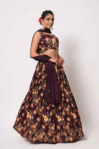 Purple Art Silk Sequence Embroidered Work Lehenga Choli ClothsVilla.com