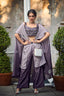 Purple Chinon Padding Embroidered Three Piece Co-Ord Set ClothsVilla.com
