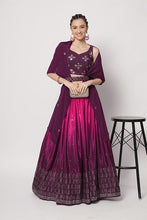 Load image into Gallery viewer, Purple Chinon Silk Embellished Mukaish Work Lehenga Choli ClothsVilla.com