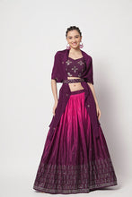 Load image into Gallery viewer, Purple Chinon Silk Embellished Mukaish Work Lehenga Choli ClothsVilla.com